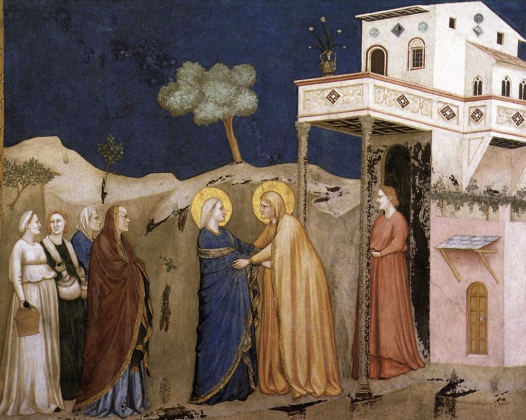 giotto, lower church assisi, the visitation 01