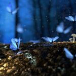 fantasy, butterflies, mushrooms