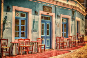 cafe, building, greece, porte