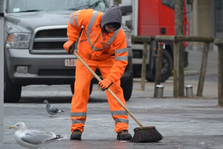 orange, brush, workman, netturbino, spazzatura