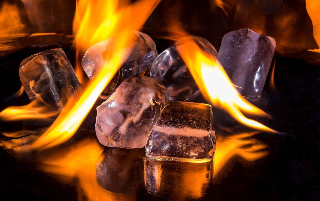 ice cubes, fire, flame, fuoco e ghiaccio