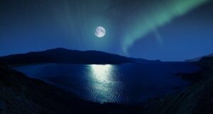 aurora, moon, scotland, chiaro di luna