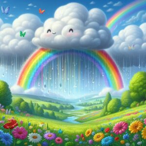 nuvola e pioggia e arcobaleno