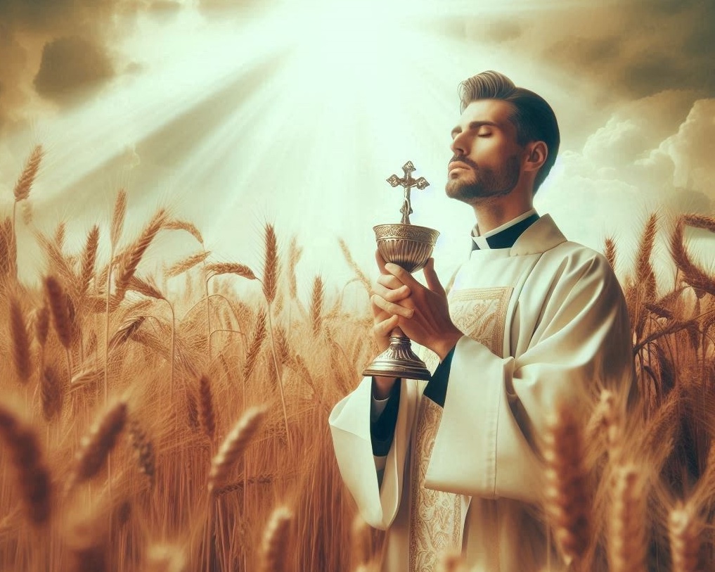 sacerdote in campo di grano