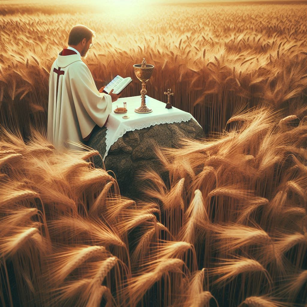 Il Sacerdote e il campo del Signore,Leggi e ascolta la storia de &quot;il sacerdote e il campo del Signore&quot;,don matteo era un uomo semplice,la sua parrocchia,ritmi della natura,il campo di grano,alba appena spuntata,fruscio del vento tra le spighe,canto degli uccelli,le donne con i grembiuli ricamati,con le mani callose,segnate dal lavoro