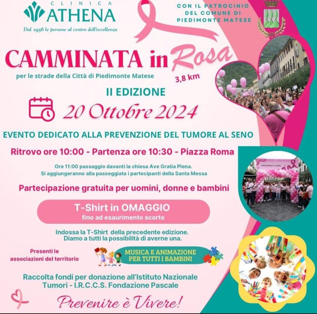 Camminata in rosa,Camminata in rosa per le strade di Piedimonte Matese (CE),Evento dedicato alla prevenzione del tumore al seno