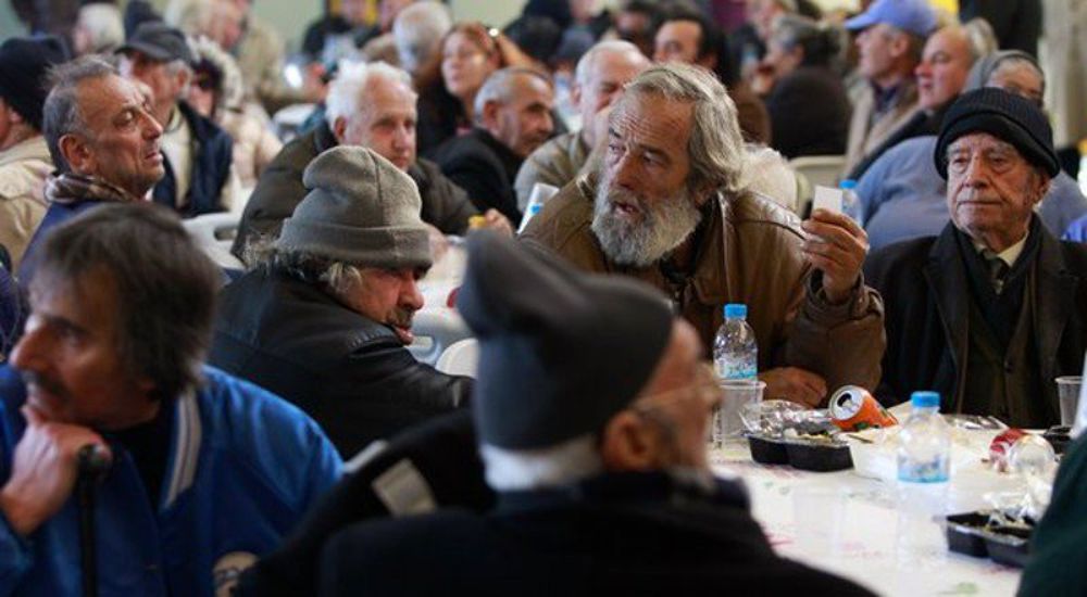 mensa dei poveri, banchetto con homeless