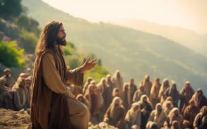 the sermon on the mount jesus god religious faith story from bible. generated ai