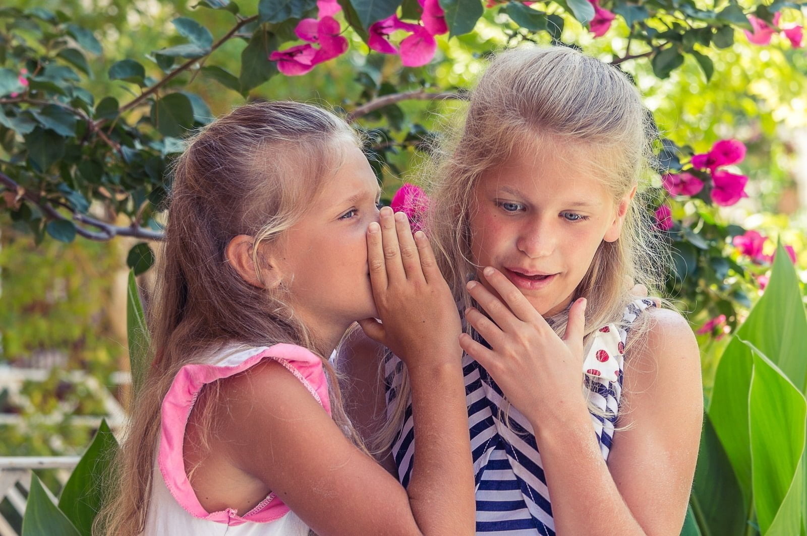 bambine che parlano all'orecchio