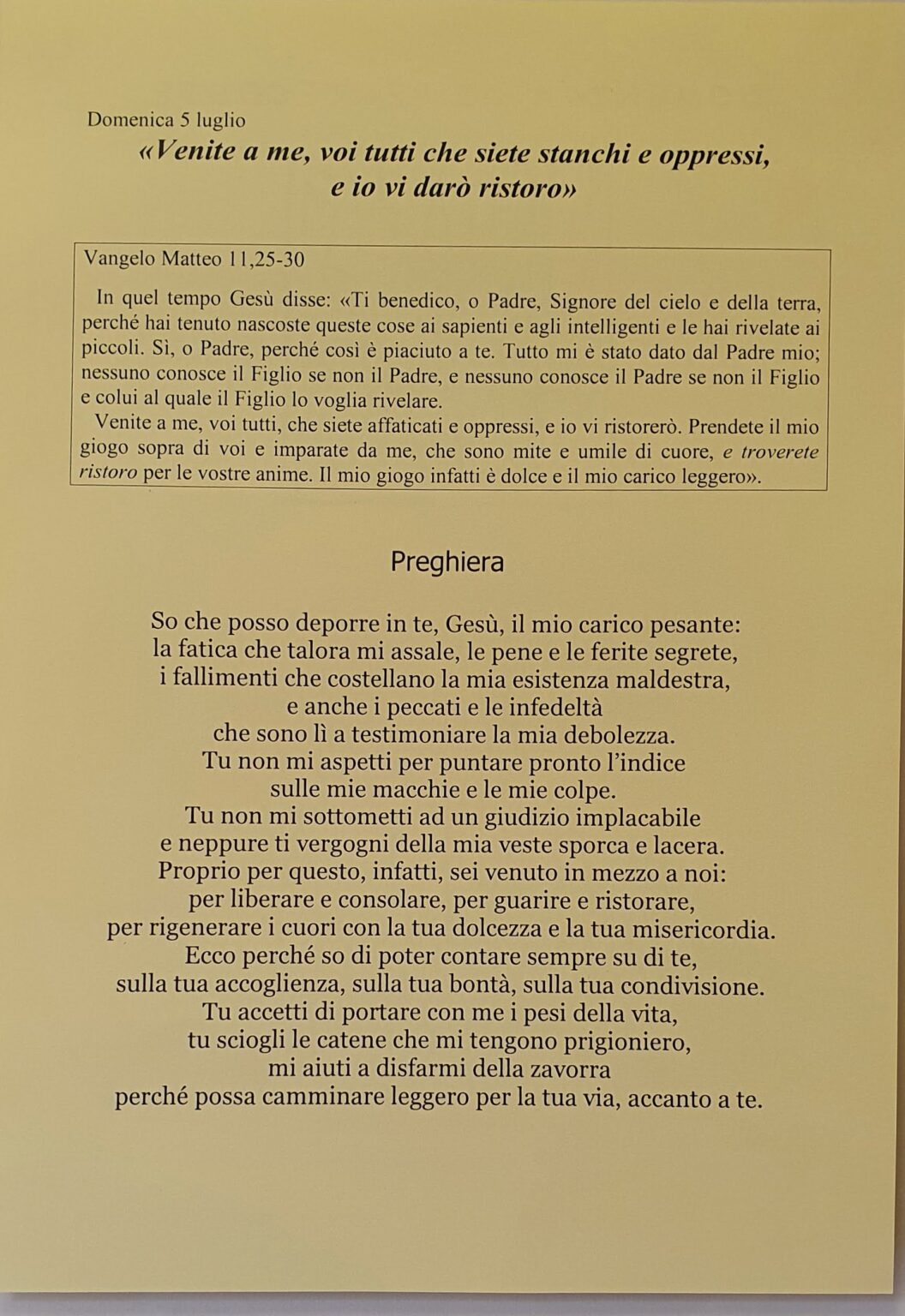 Vangelo di domenica 5 luglio 2020